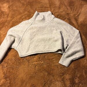 URBAN OUTFITTERS Crop Mock Turtleneck SWEATER in Tan
